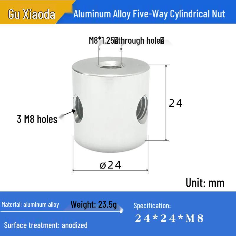 

Aluminum Alloy Multi-Way Cylindrical Nut for Outdoor Folding Stool and Tent Ceiling Connection
