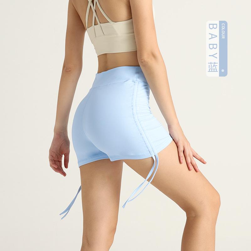 

Горячий стиль Шорты для йоги с драпировкой и шнурком, ощущение обнаженности - Нет Т-образной линии Велосипедные Фитнес Шорты Персик Small