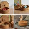 Rattan Storage Box Woven Organizer Boxes Multifunctional Organizing Case Luxury Round Food Cases with Lid Organizers Furniture