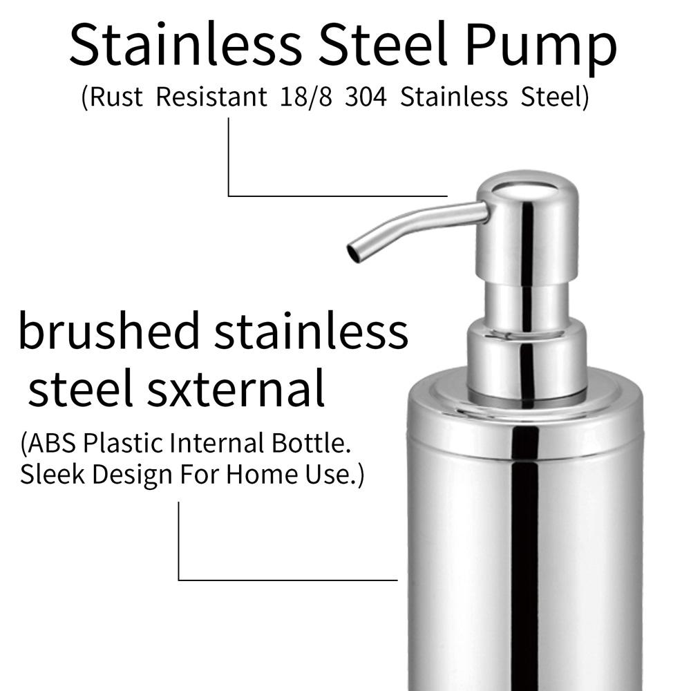Kitchen 300ml Liquid Soap Dispenser Bottle Metal Liquid Dish Soap Lotion Pump Dispenser With Stainless Steel Lotion Pump