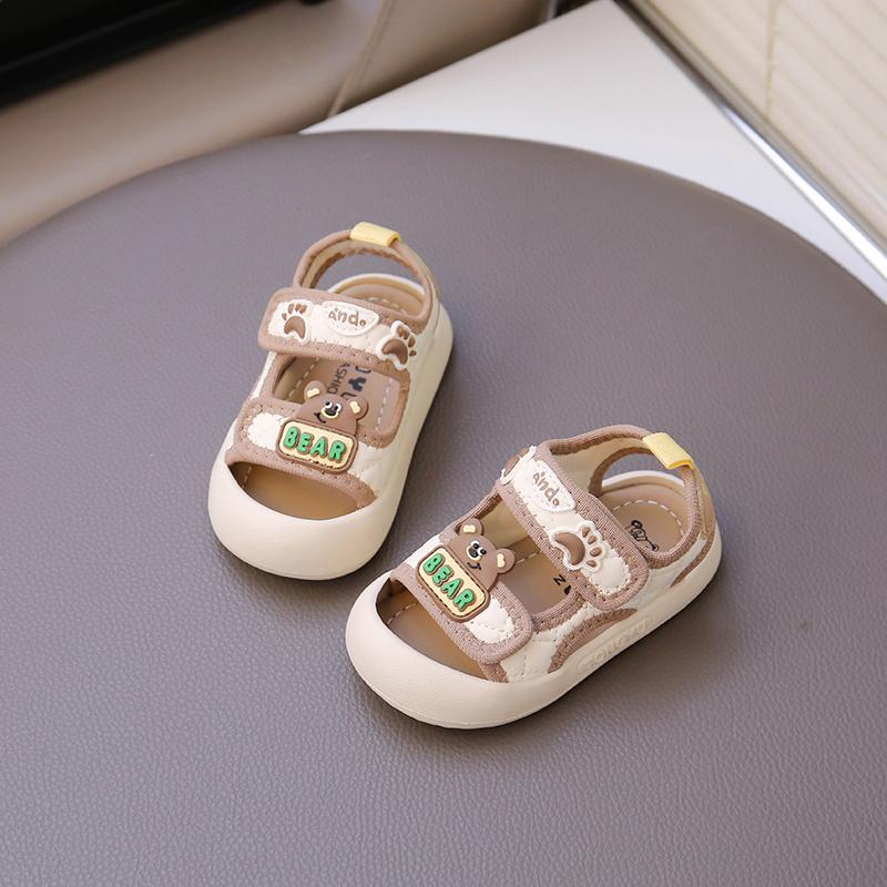 Boys Girls Sandals Anti-Slip Soft Sole Comfortable Toddler First Walking Shoes 2025 Summer New Baby Beach Shoes Cute Bears