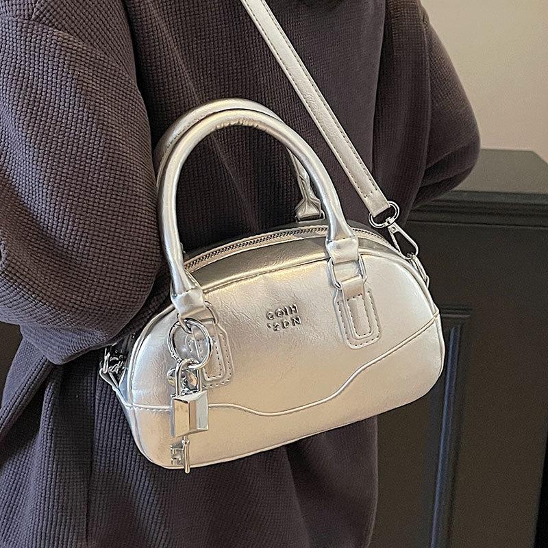This Year's Popular Hot-selling Fashion Portable Boston Bag Simple Solid Color High-end Sense Versatile Foreign Style Messenger Women's Bag
