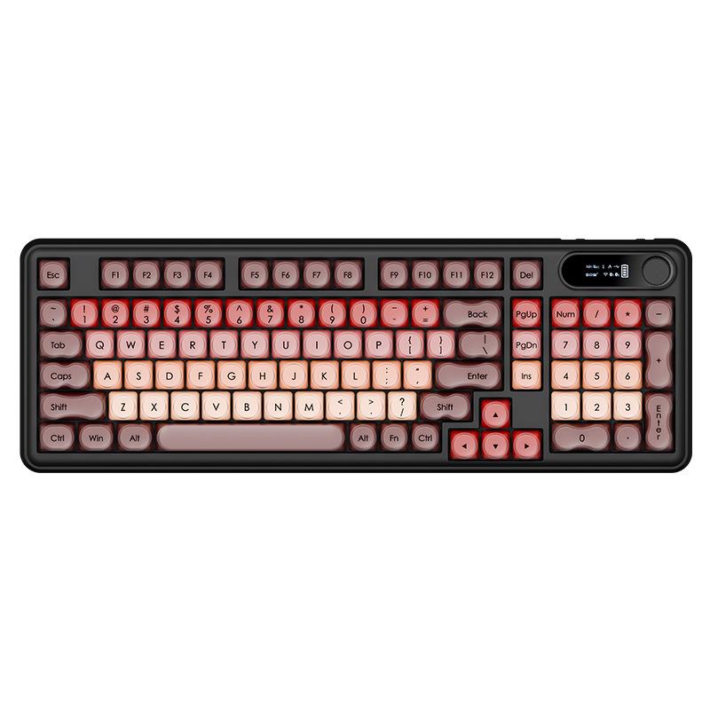 BOW Hangshi Multi-Mode Backlit Bluetooth Keyboard with Lipstick Foundation Design for Women, Mechanical Feel, and Wireless/Wired Options
