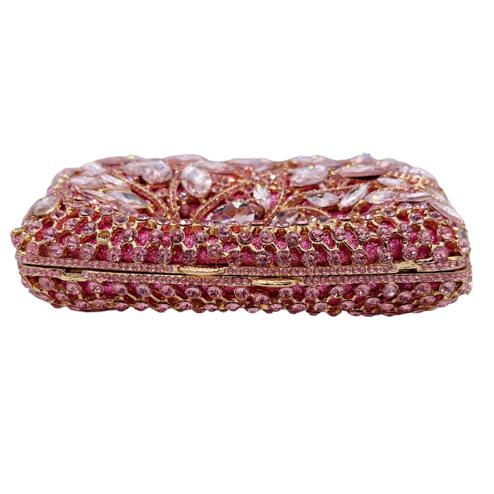 WHTUOHENG Pink Stone Crystals Evening Clutch Bags Rhinestone Handbags New Wedding Party Diamond Clutch Bridal Diamond Purses