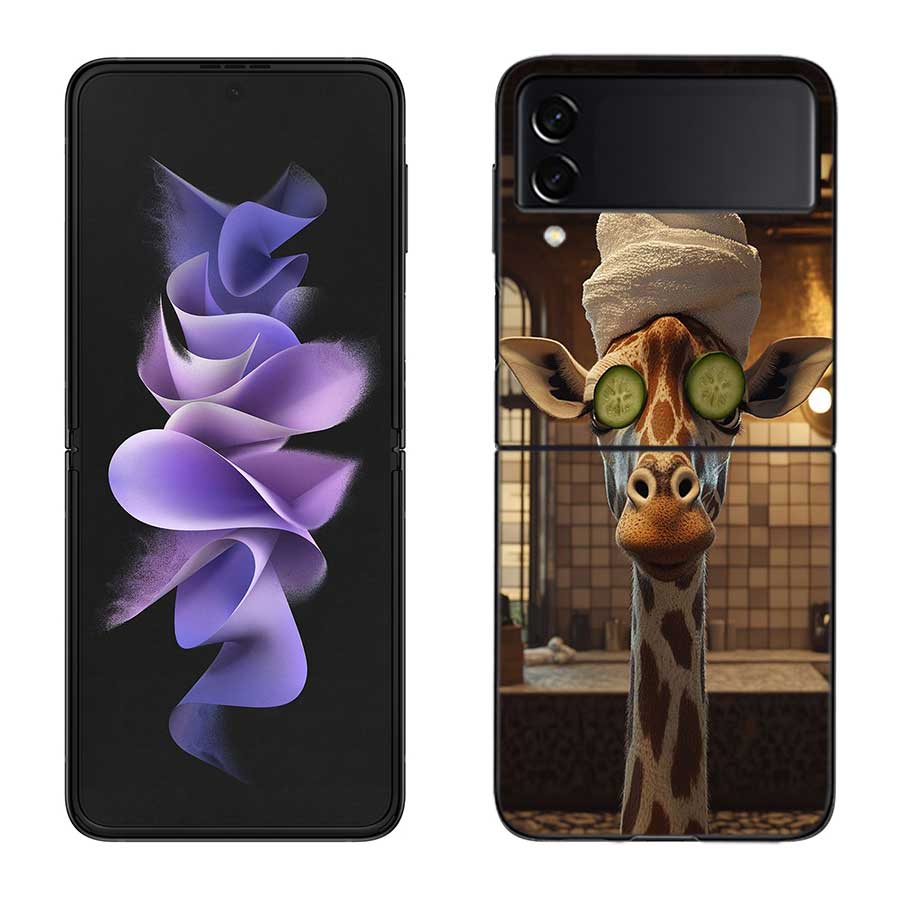 Žirafy Mají Dlouhé Krky Pouzdro Na Telefon Pro Samsung Z Flip 7 6 5G Galaxy Z Flip 5 4 3 Černé Pevné Kryt Buněčného Telefonu Luxusní PC Skořápka Coque