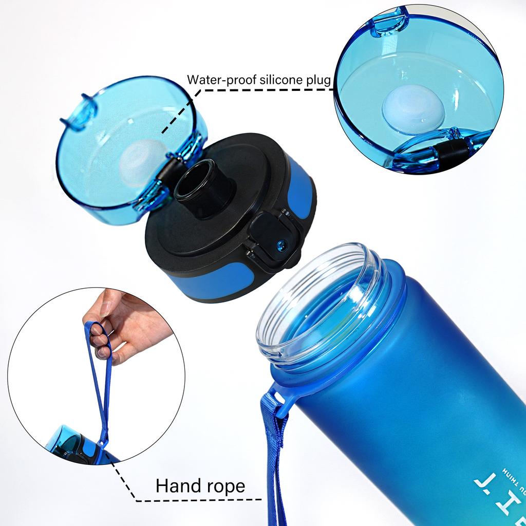 Large Capacity Frosted Gradient Plastic Water Bottle with High Aesthetic Value, Outdoor Sports and Fitness Water Bottle, Direct