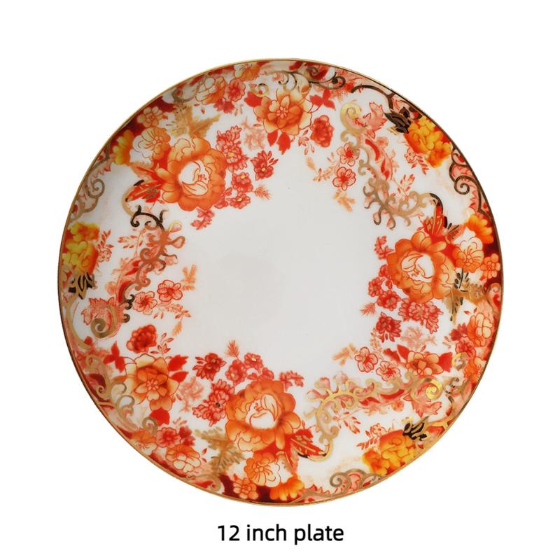 Jingdezhen Luxury Dinner Set Plates and Dishes Hotel Restaurant Ceramic Plate Bone China Porcelain Plate Wedding Gift