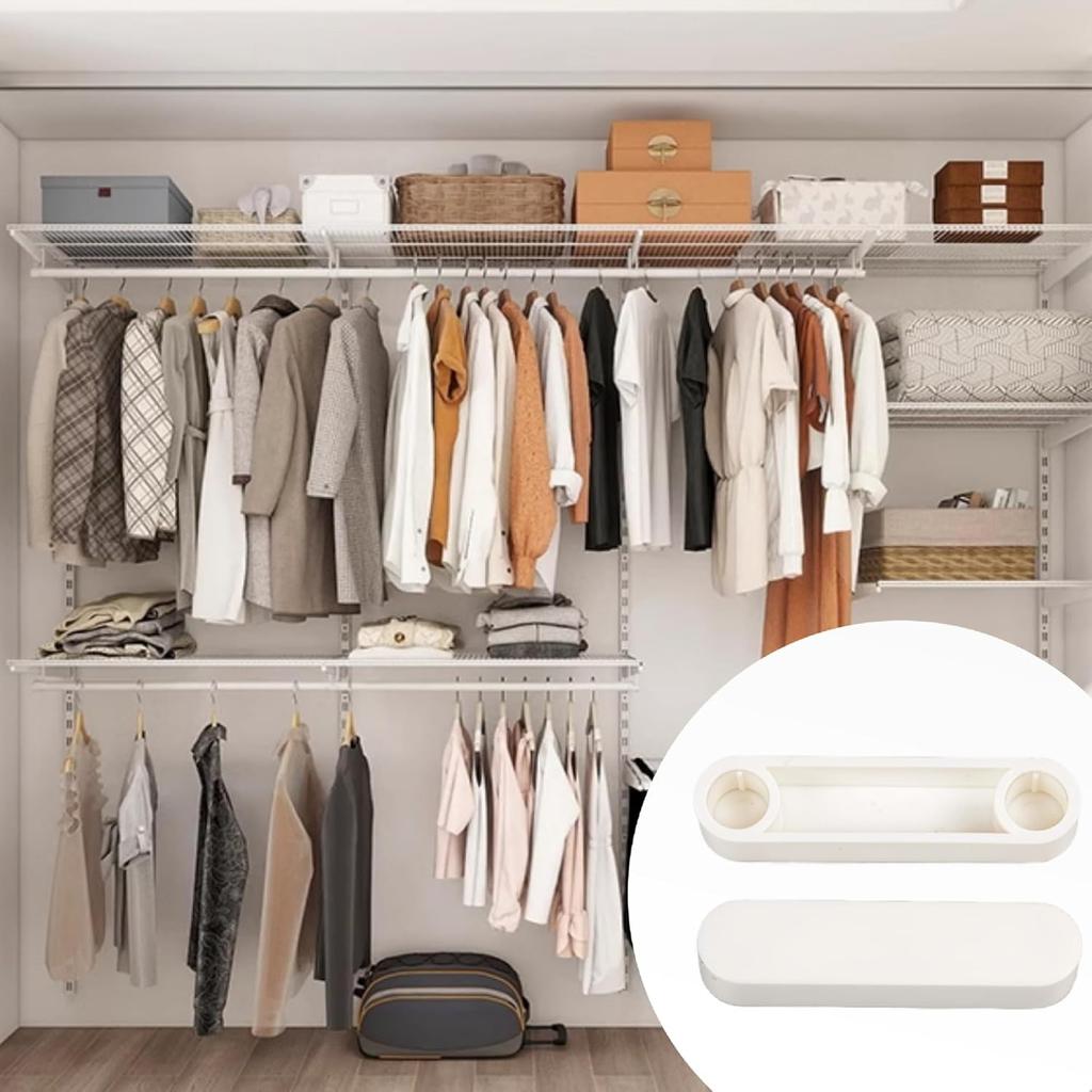 8 Pcs White ABS Plastic Rod Spacer Closet Rod End Caps, Wire Shelf End Caps, Closet System Parts,Durable Wardrobe & Closet Pole Accessories