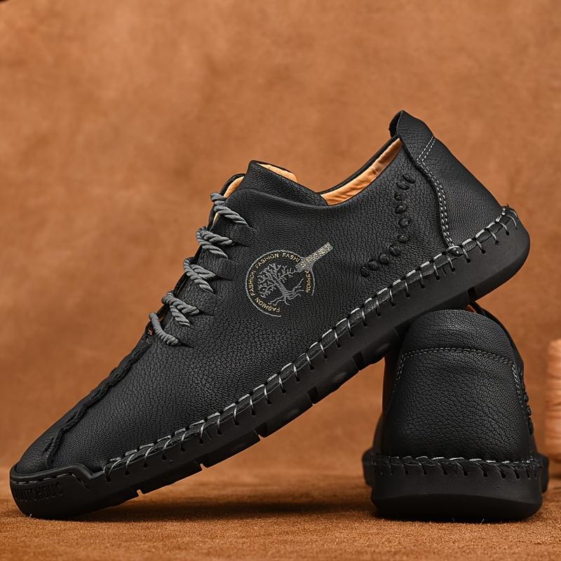 Men's Casual Leather Shoes, Large Size Handmade Shoes, Fashion Lace-up Business Men