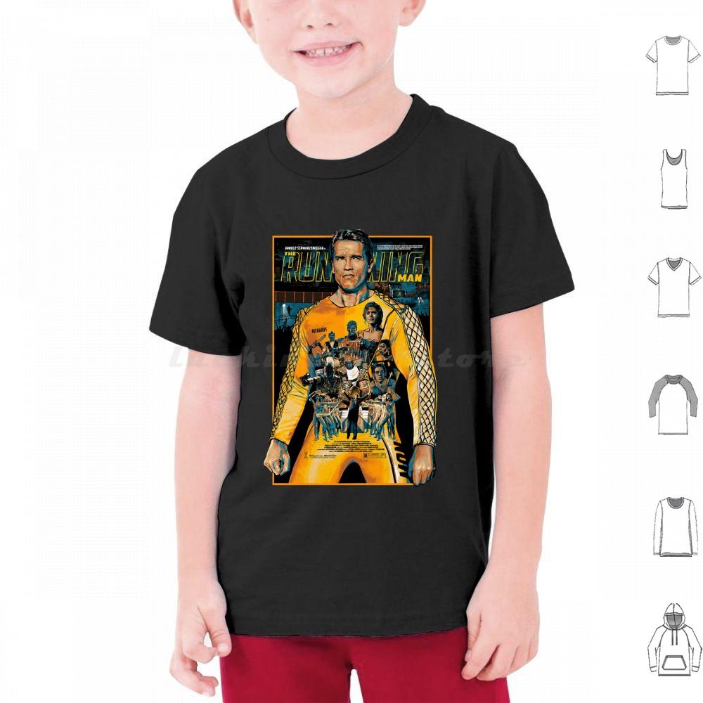 The Running Man Poster T Shirt Big Size 100 Cotton The Running Man Arnie Schwarzenegger Movie Action 80s Retro Geek Arnold