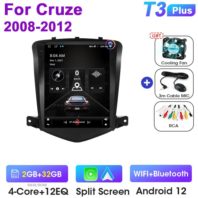 9.7" 2 Din Android 12 Car Radio For Chevrolet Cruze J300 2008 - 2012 Multimedia Video Player GPS 4G Carplay Auto Stereo RDS DSP