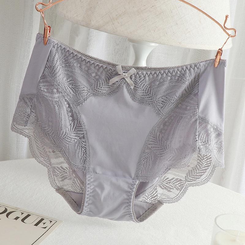 Sexy Damen-Unterwäsche in Übergröße, mittlerer Bund, nahtlos, mit Spitzenbesatz, atmungsaktiv - 200 Jin Dreieck-Slips