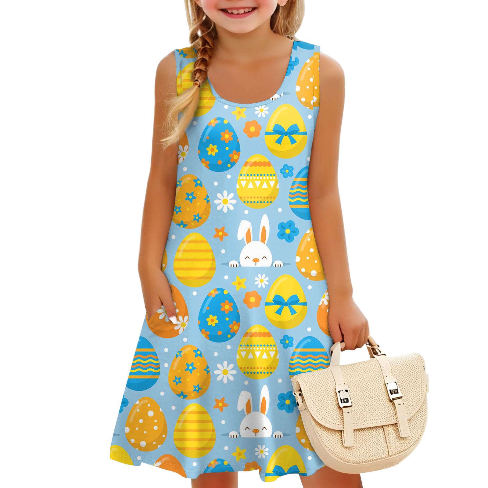 

Children s Sleeveless U-Neck Summer A-Line Easter Print Casual Resort Dress 160 кавун червоний колір