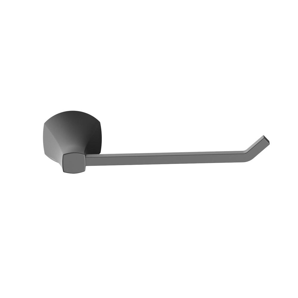 Wall Mount Toilet Paper Holder Matte Black Finish Simple Flare Style Bathroom Accessory Modern Design Hardware Included