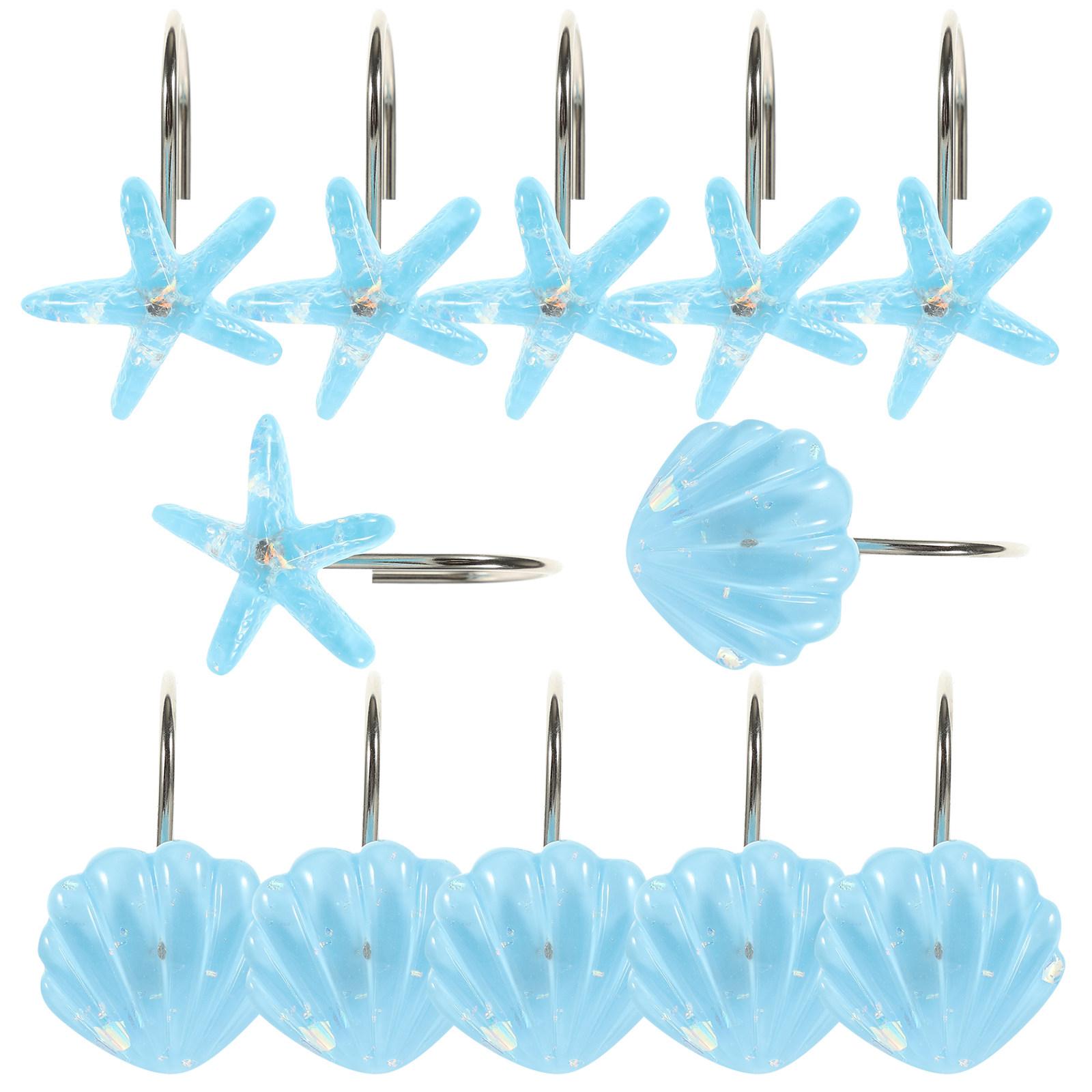 

Shower Curtain Hooks Cute Waterproof Bathroom Hooks for Home Office Balcony Easy Install No Scratch Curtain Hanging