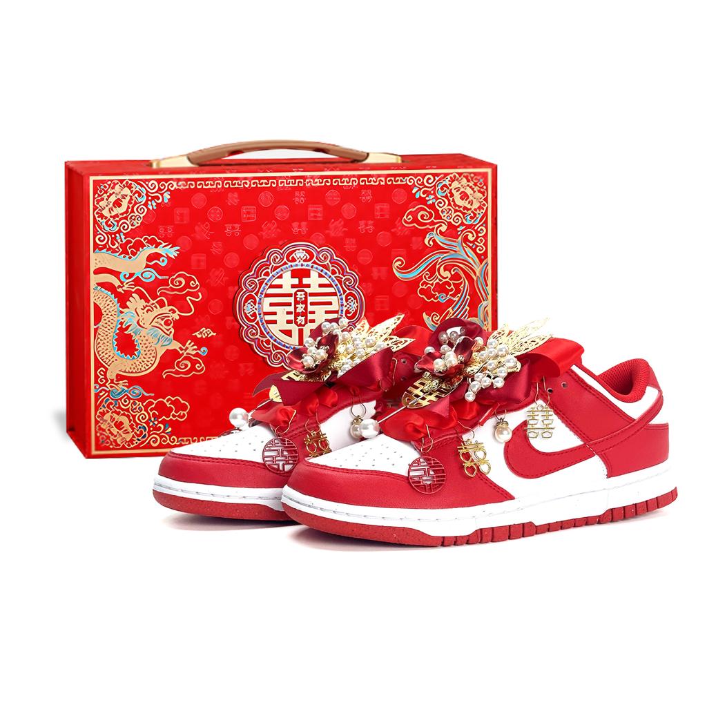 Nike Dunk Auspicious Dragon And Phoenix Low top Skateboard Shoes Unisex Red DD1873-116(Team1121-)