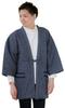 winter padded hanten warm and comfortable gray with patterned pockets one size fits [Yurakuan] Japanese-made Kurume-style men's (Japanese-style