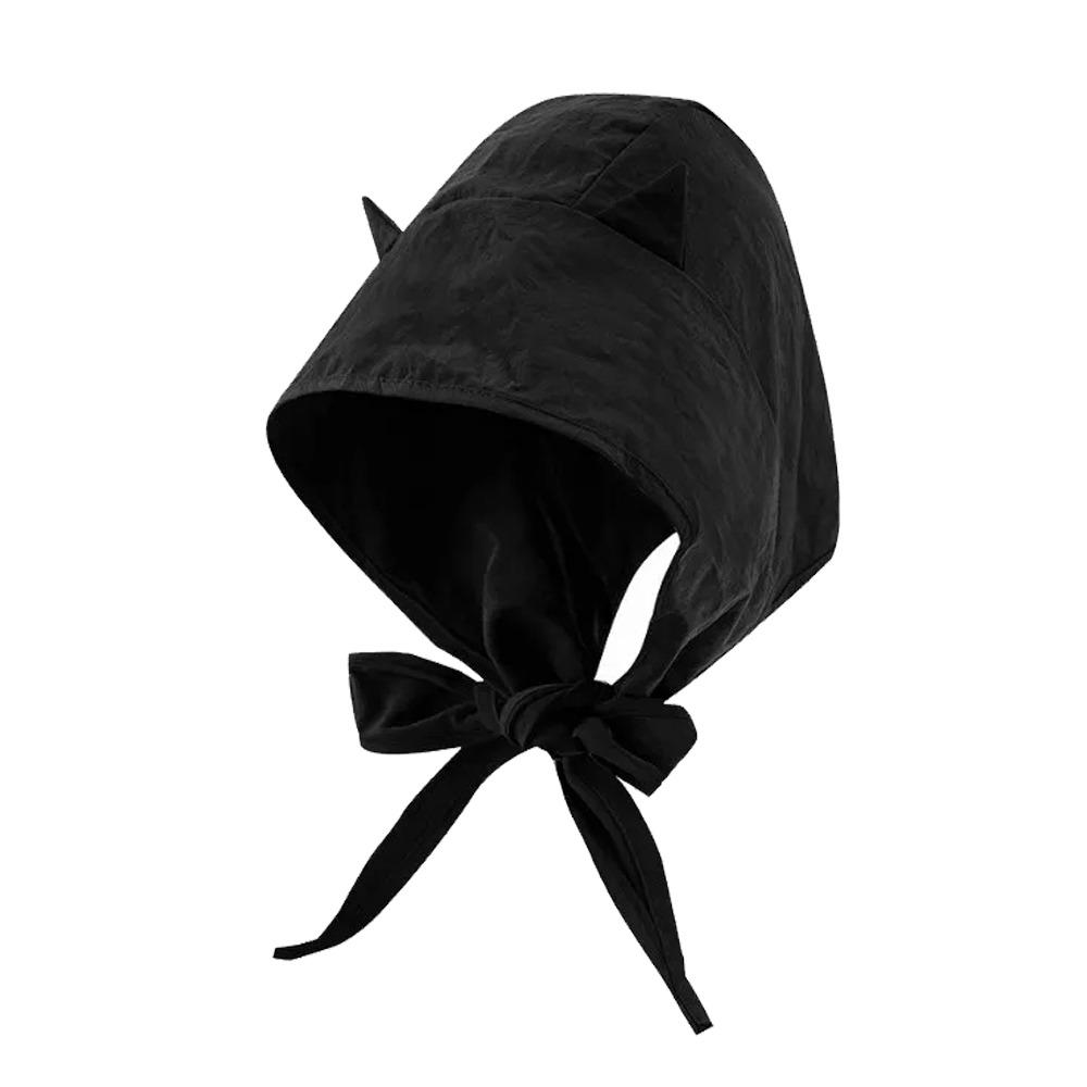 Fashion Polyester Strap Pullover Hat Solid Color Funny Headscarf Hats Little Devil Quick-drying Sun Protection Caps Women