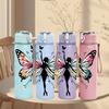 1PC Fairy Girl Butterfly Wings Floral Silhouette 750ml Color Plastic Sports Water Bottle Leakproof Flip Straw Lid Suitable for Sports Office Home Use