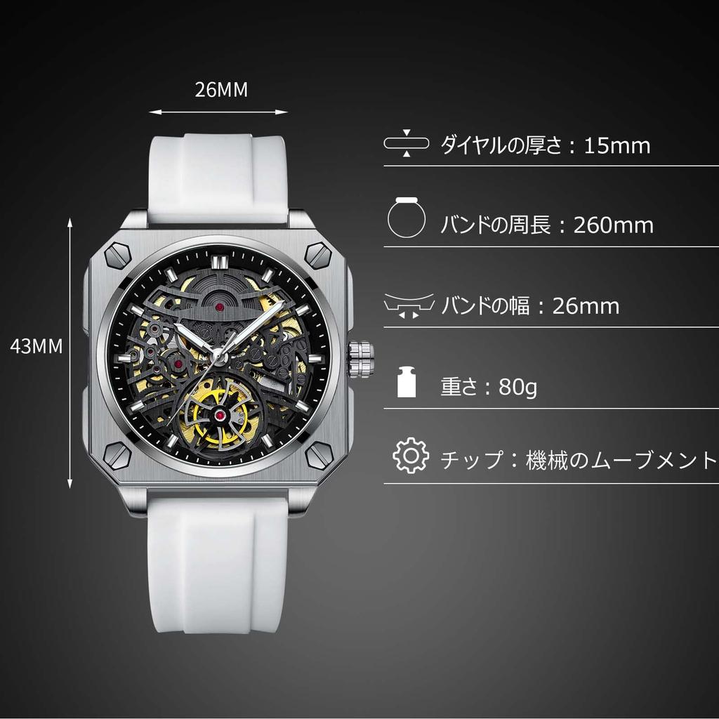RORIOS Automatic Mechanical Wristwatch with Luminous Waterproof for Daily Perfect for Work or Stylish and Simple Perfect for Christmas Black Men's