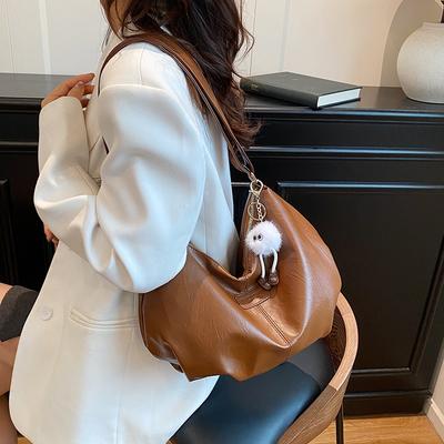 Solid Color High-end Versatile Tote Bag Women's New Large-capacity Simple Commuter Portable Shoulder Bag