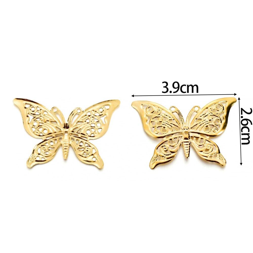 30Pcs/lot Metal Butterfly Embellishments Charms Necklace Filigree Wraps Pendant Earring Connectors For DIY Jewelry Making Tools