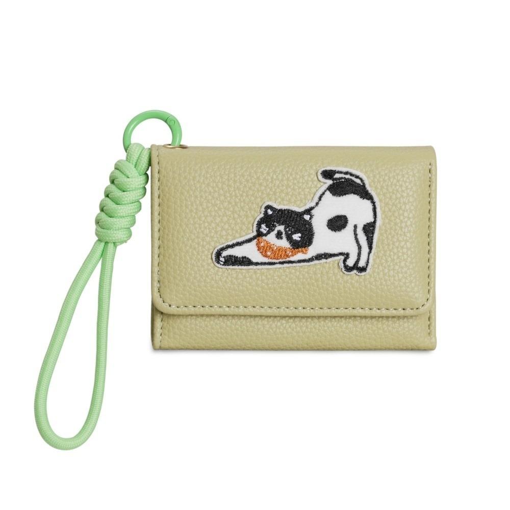 

New Cute Cat Embroidery Coin Purse Folding Portable Mini Wallets Tri-fold Multi-Slot Clutch Bag Women