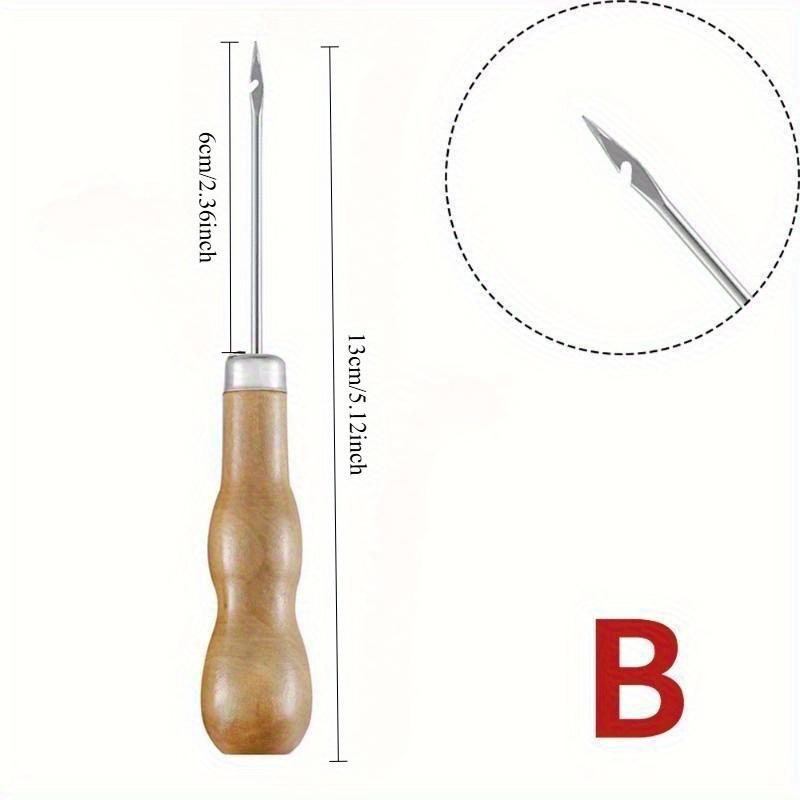 1 Pcs Solid Wood Round Hole Cone With Hook Drill Needle With Hole Shoe Cone DIY Handmade Leather Shoe Cone Tool