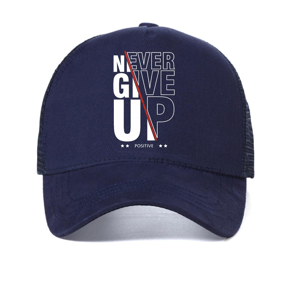 Never Give Up Letter Print Baseball Cap Fashion Summer Breathable Snapback Hats Unisex Mesh Sun Hat Adjustable Cool Trucker Hats
