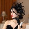 Feathers Hair Band For Women Fancy Tea Party Hats Elegant Bride Wedding Party Headdress Tea Party Makeup Prom Party Headpiece