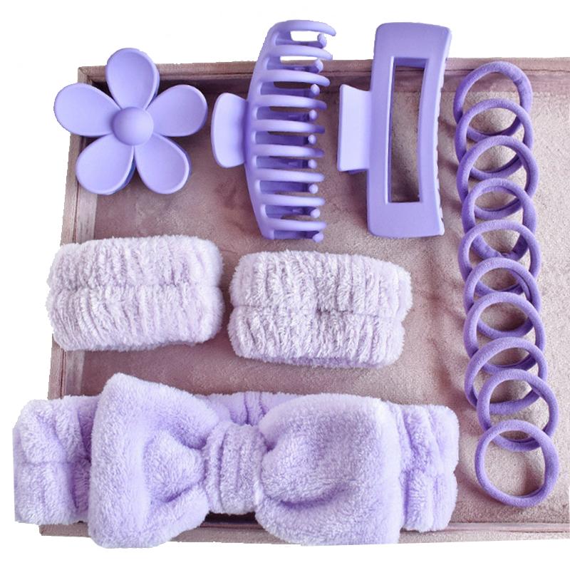 

16 шт. Женский многоцветный мягкий бант Повязка на голову Зажим для волос Комбинированный набор Праздничный подарок Макияж Душ Спорт Уход за кожей Аксессуары