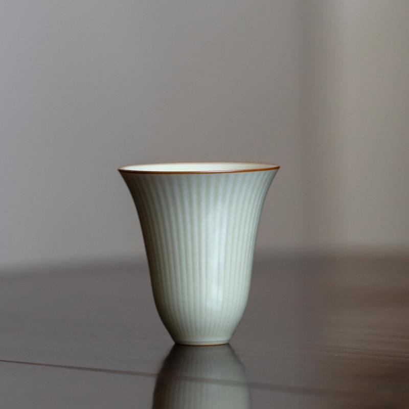 2pc/lot Honey Glazed Striped Relief Teacup Japanese Tea Bowl Tea Pair Tea-tasting Personal Cup Chazhan Master Cup Teaset 35ml