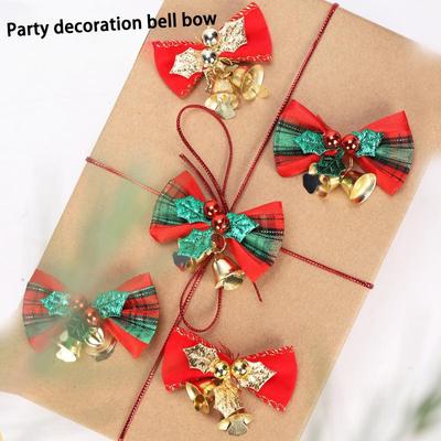 Christmas Bow with Bells Ornaments, 4/8PCS Holiday Party Decorations for Gift Wrapping, Wreath & Festive Supplies