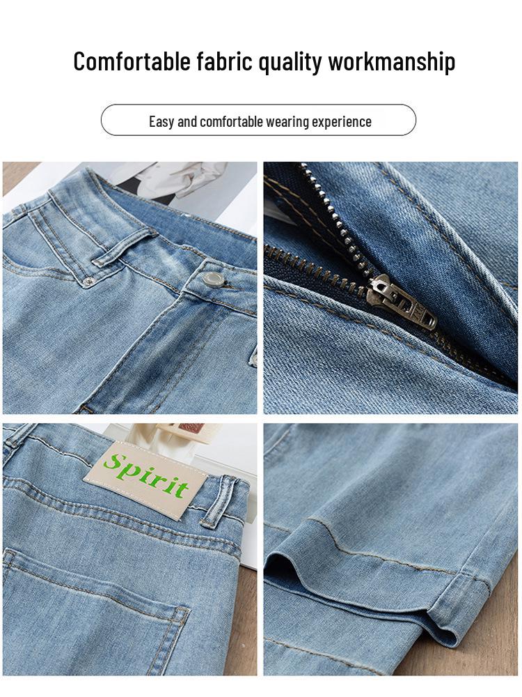 Women's Plus Size Slimming Summer 3/4 Straight & Wide Leg Jeans