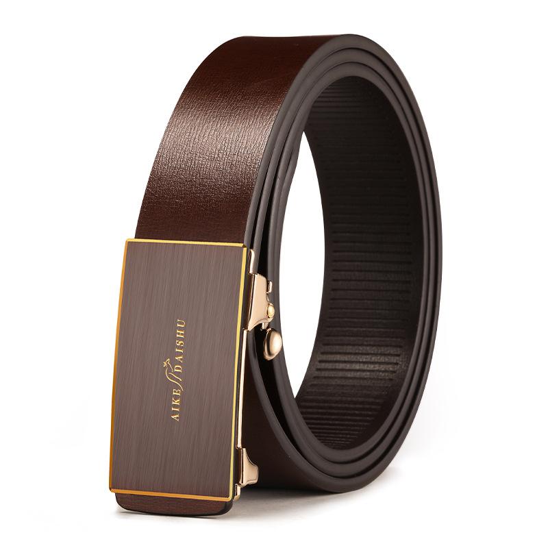 Men's New Genuine Leather Automatic Buckle Leather Belt Versatile Business Casual Pants Belt Middle Aged and Young Belt Belt Men