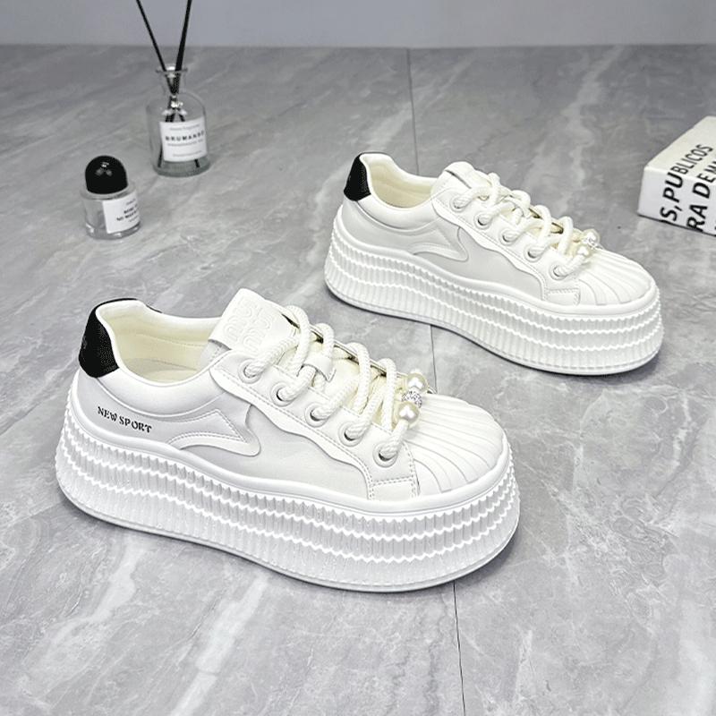 Shoes Casual Female Sneakers 2024 Women's Clogs Platform Modis Sports Creepers Small New Breathable Leisure Lace-Up