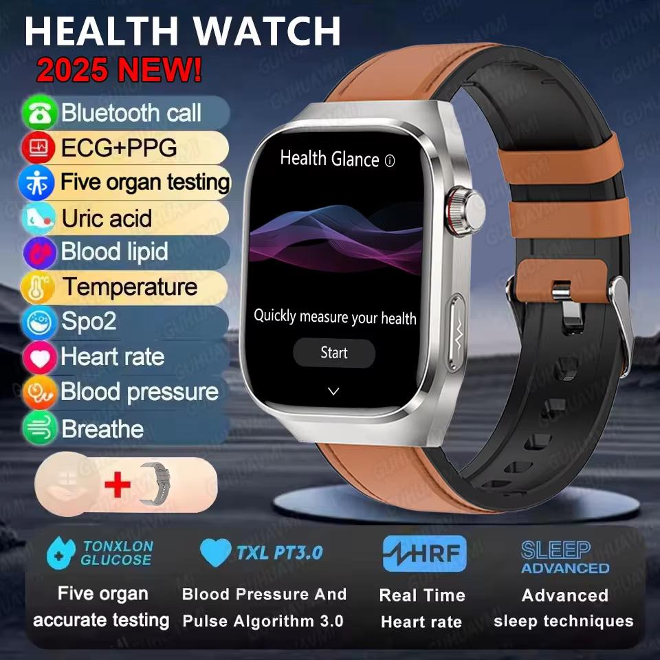 2025 New Health Glance ECG AI Diagnosis Smart Watches Men Heart Rate Blood Pressure IP68 Waterproof Smartwatches For HUAWEI IOS