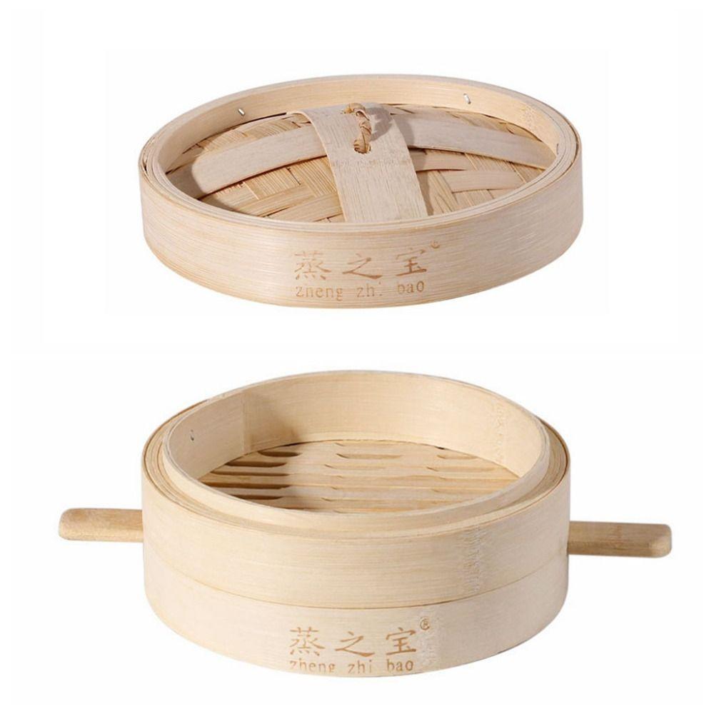 Anti-scalding Bamboo Steam Basket Round Stuffed Bun Steamer Durable Bamboo Steamer  Breakfast Shop