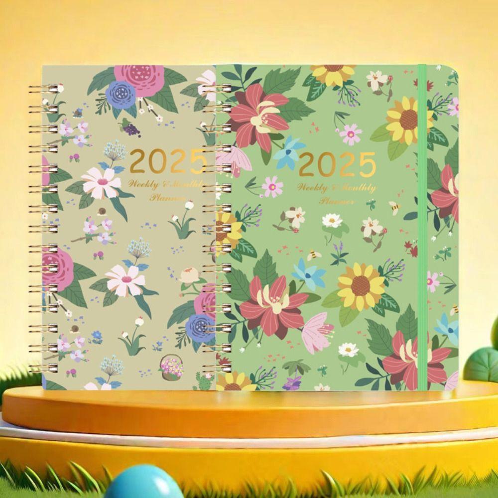 

Loose-leaf Coil 2025 Agenda Planner Notebook Flowers Diary Notebook Home Office Style3