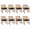 Chaises de jardin - MAISON EXCLUSIVE - Lot de 8 - Bois teck massif - Coussins inclus - Noir