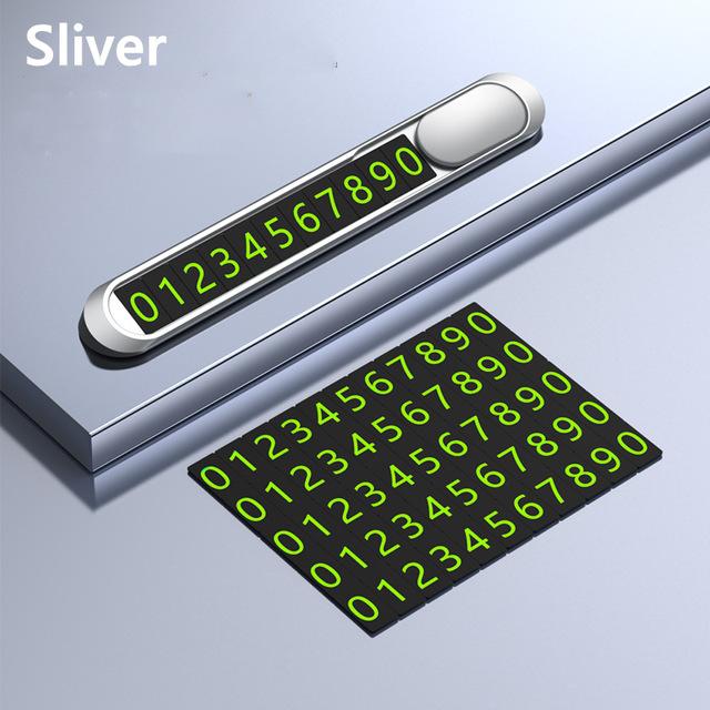 1pcs Hidden Car Styling Temporary Parking Card Metal Alloy Texture Auto Phone Number Card Plate Telephone Number Card CarStyling