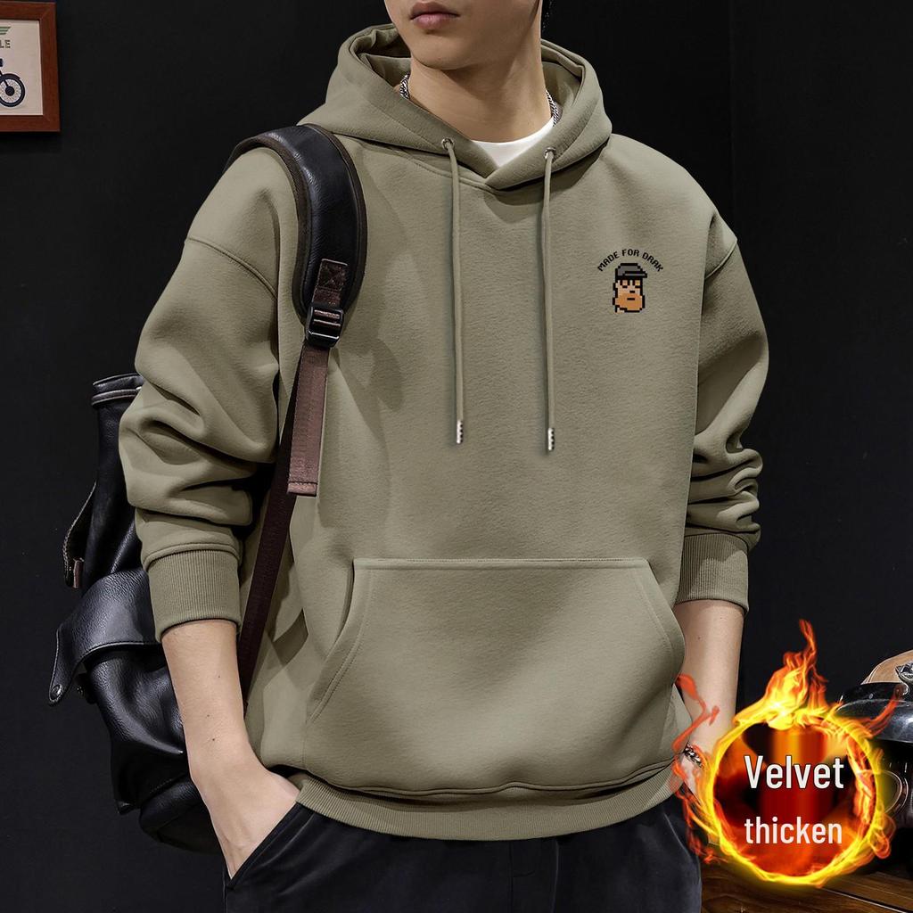 Men's Heavyweight Fleece-lined Hooded Sweatshirt, Spring/Autumn Style, New Outerwear