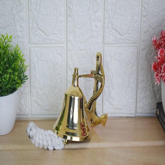 Bell Brass, Small Wall Bell, Door Opener Bell with Cord,
