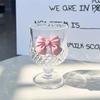 Nordic Style Court Goblet Niche Design Bow Decoration Glass Simple Household Whisky Glass Beverage Juice Dessert Cup Drinkware