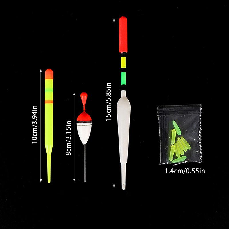 New Fishing Float Set 15Pcs Professional Vertical Buoy With Glow Stick Multifunction Lure Float Fishing Tackle For Carp Fishing