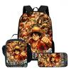 15 Inch 3PCS One Piece School Backpack Set with Lunch Bag Pencil Case Durable Lightweight Unisex Daypack for Boys Girls Age 6-10
