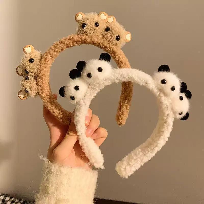 Versatile Cute Bear Plush Headband for Women - Stylish Hair Accessory for Face Washing