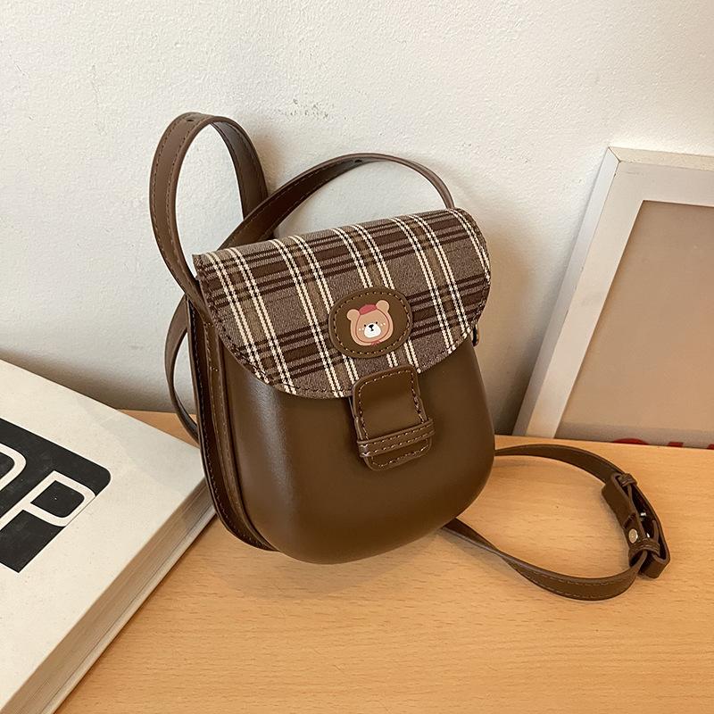 2025 neue Herbst- und Wintermode vielseitige Umhängetasche Messenger Bag Nische Karomuster Satteltasche Textur Retro Handytasche