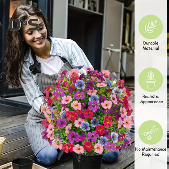 Artificial Violet Topiary Ball UV Resistant Violet Blooms Fake Evergreen Plants Flowers Brush with Ground Spike for Outdoor Indoor Garden Decor