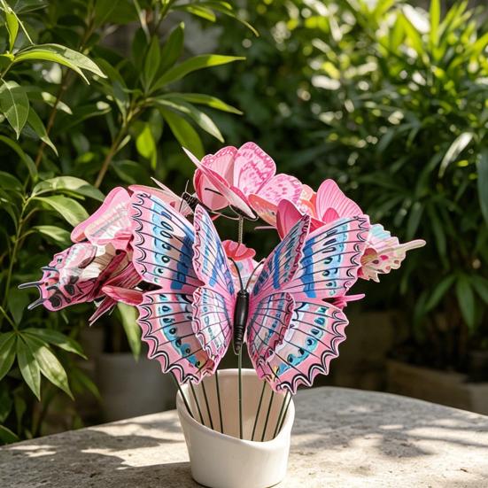 10 Pcs Butterfly Stakes 10 Inch Colorful Butterfly Garden Decoration PVC Waterproof Artificial Butterflies Stick for Plant Pot Patio Yard Garden Decor